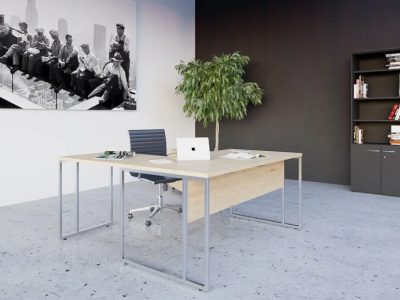 Stricto Executive Desk, Large Top with Storage Unit, Modesty Panel, black legs