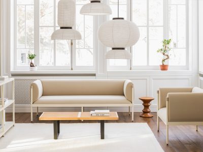 STILT Chairs and couches features a solid steel frame with sprung seating.