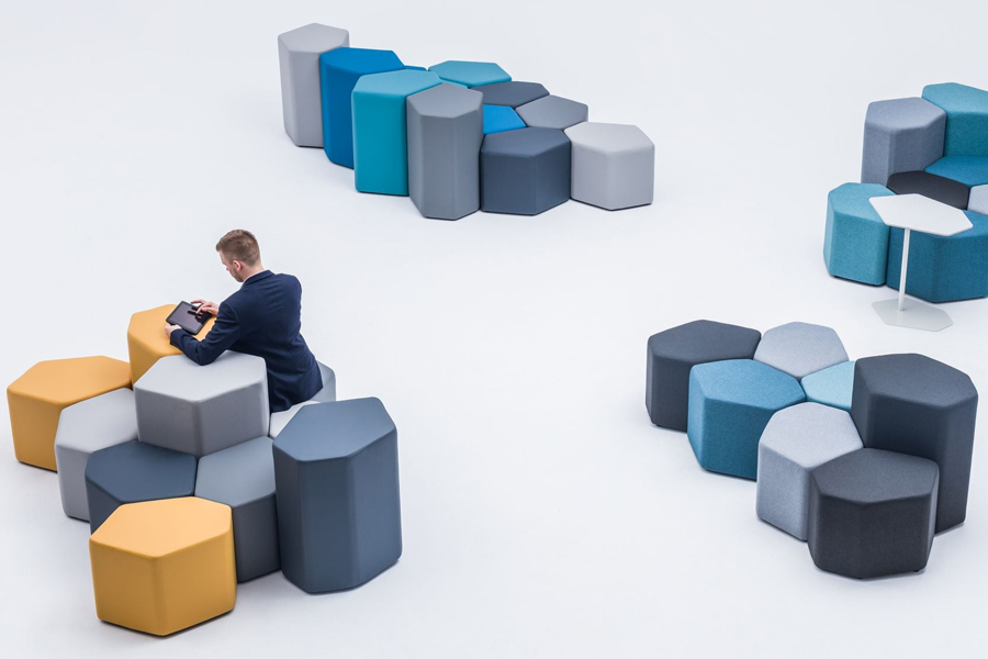 BAZALTO Hexagonal Poufs offer a customizable layout for less formal spaces 4 BAZALTO Hexagonal Poufs offer a customizable layout for less formal spaces - Image 4