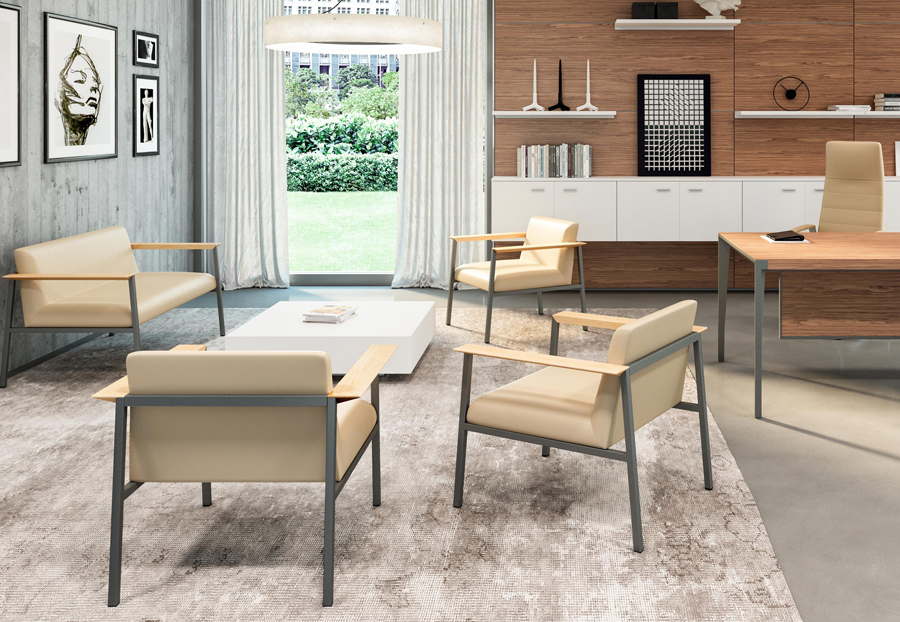 ADO Italian designed Armchairs & Sofas, with metal frames and beech armrests 1 ADO Italian designed Armchairs & Sofas, with metal frames and beech armrests