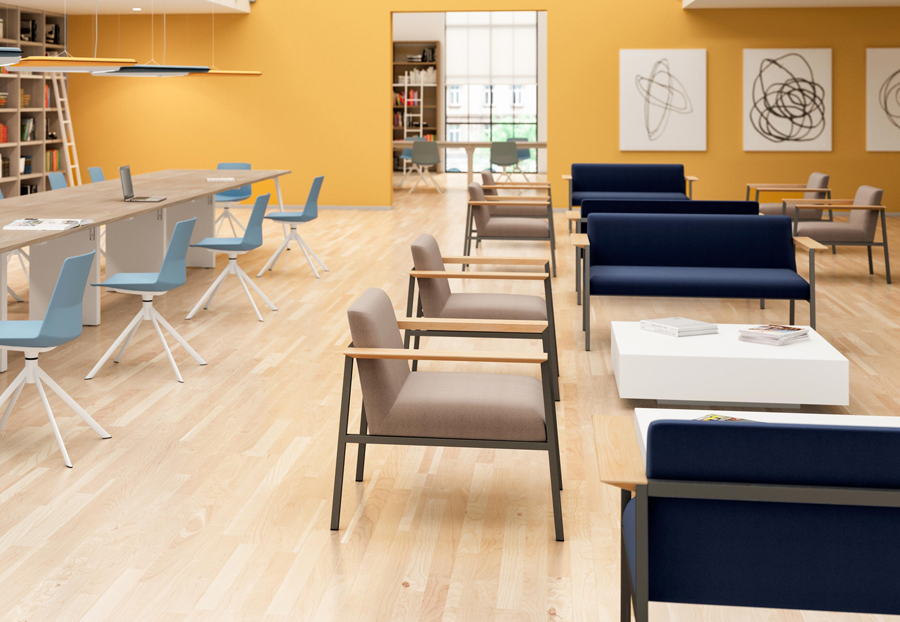 ADO Italian designed Armchairs & Sofas, with metal frames and beech armrests 4 ADO Italian designed Armchairs & Sofas, with metal frames and beech armrests - Image 4