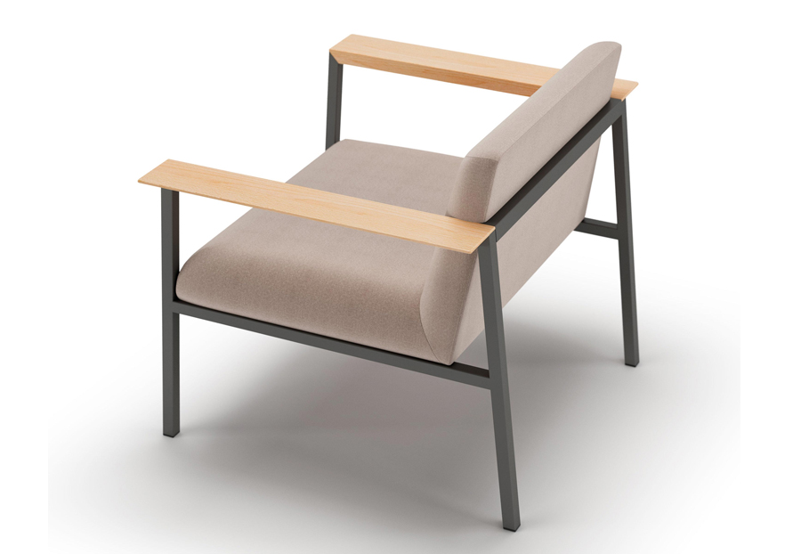 ADO Italian designed Armchairs & Sofas, with metal frames and beech armrests 2 ADO Italian designed Armchairs & Sofas, with metal frames and beech armrests - Image 2