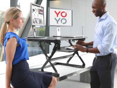 Yo-Yo Sit/Stand Converter Turns any Desk into a Standing Desk, Split- Level Tops