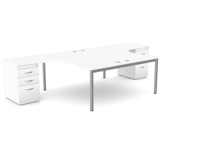 C-Sense 2 Person Crescent Desk & Desk High Pedestal
