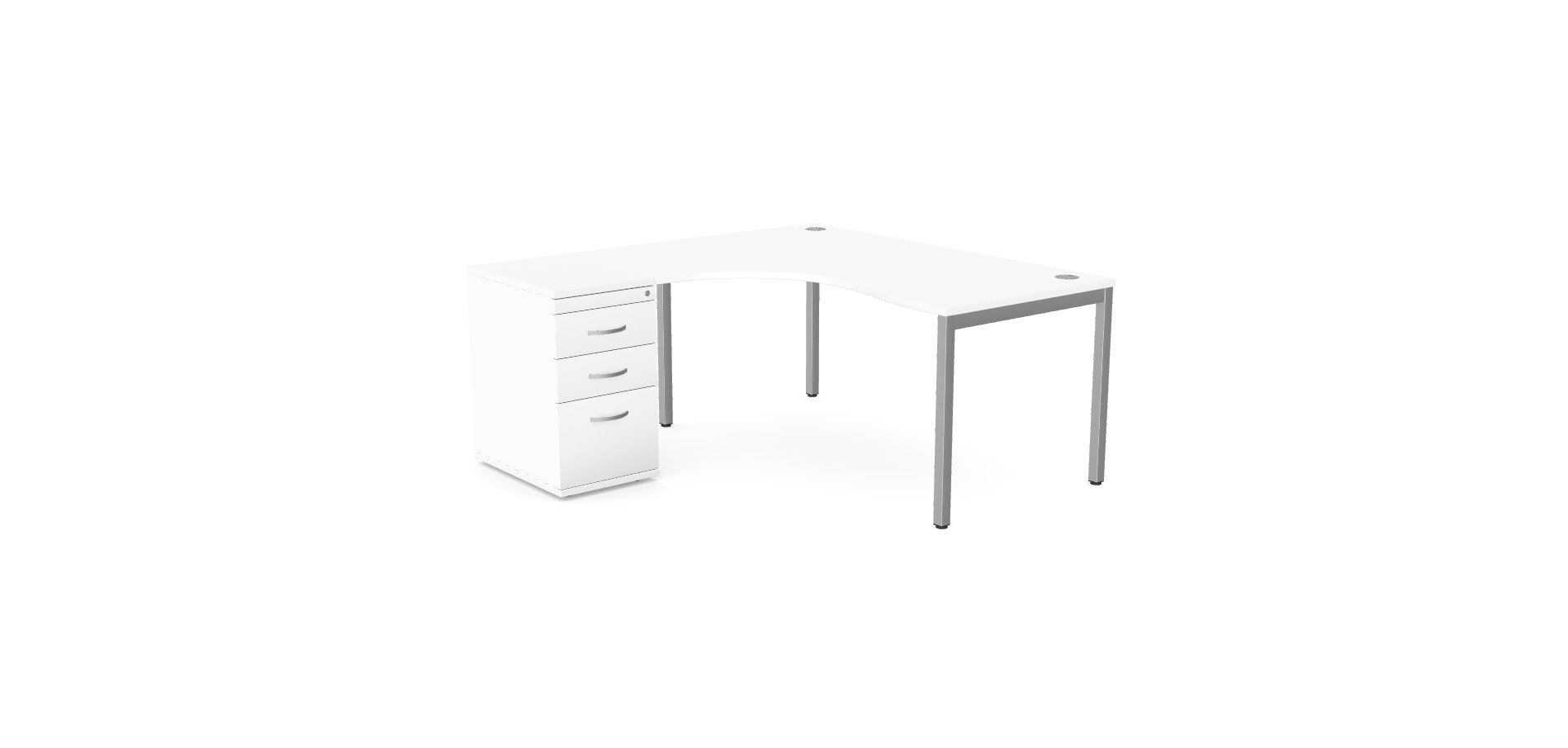 C-Sense 1 Person Crescent Desk & Desk High Pedestal 1 C-Sense 1 Person Crescent Desk & Desk High Pedestal
