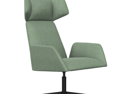 Manta Lounge Armchair With Black 4 Star Base and Headrest