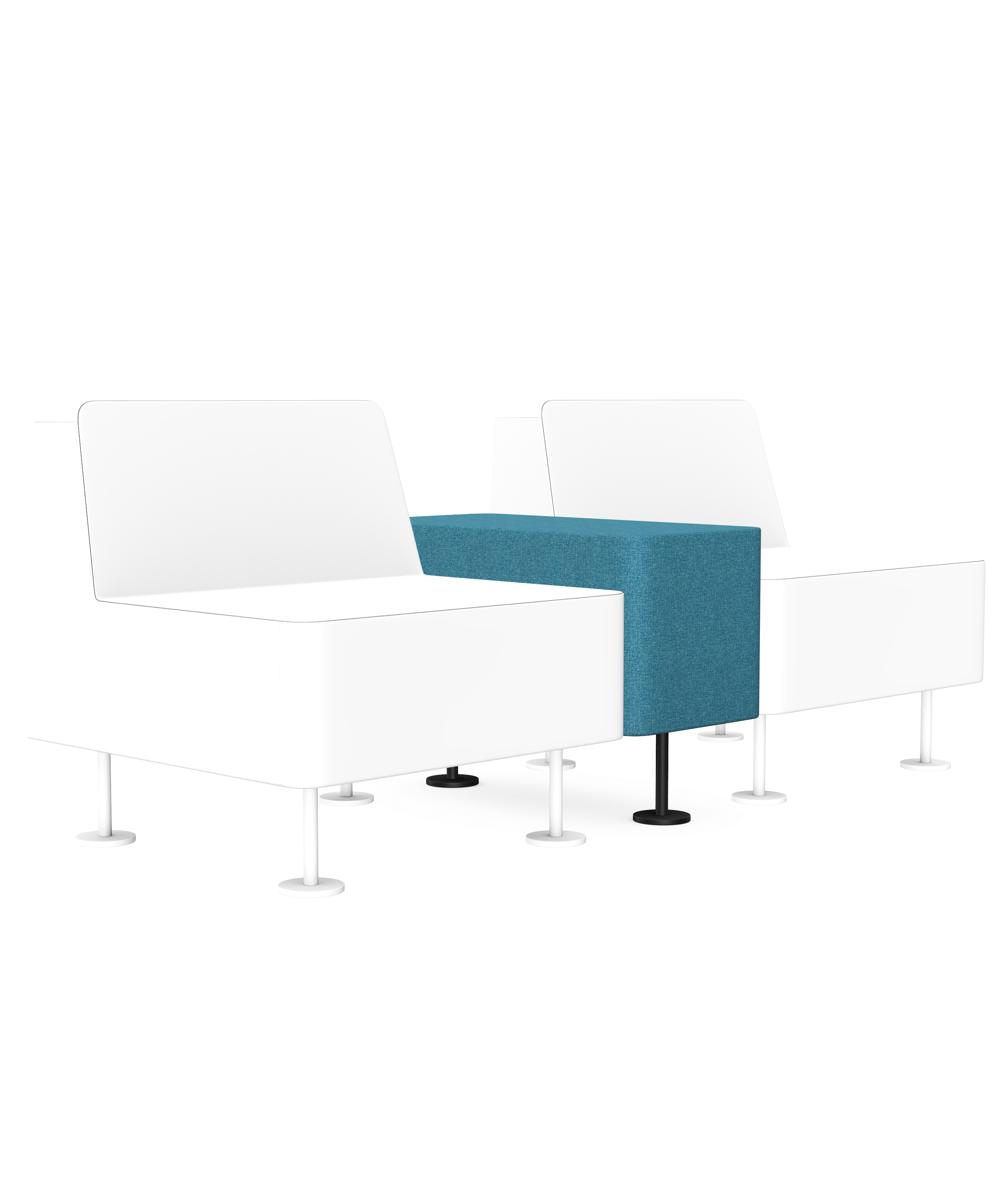 Wall In Rectangular Armrest Pouffe with Legs - Model P4 Modular Seating 1 Wall In Rectangular Armrest Pouffe with Legs - Model P4 Modular Seating