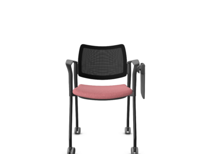 KB-TIM-MT Upholstered Chair With Optional Arms And Left Or Right Table And Mesh Back