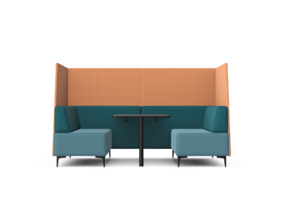 OBAN SOCIAL - Four Seat High Back Open-Ended Booth With Table