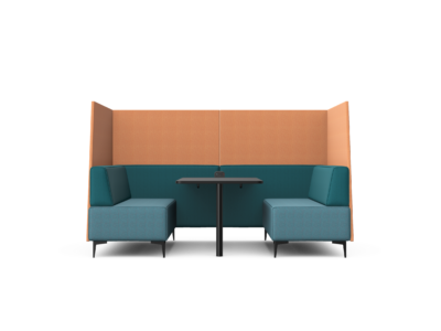 OBAN SOCIAL - Six Seat High Back Open-Ended Booth With Table