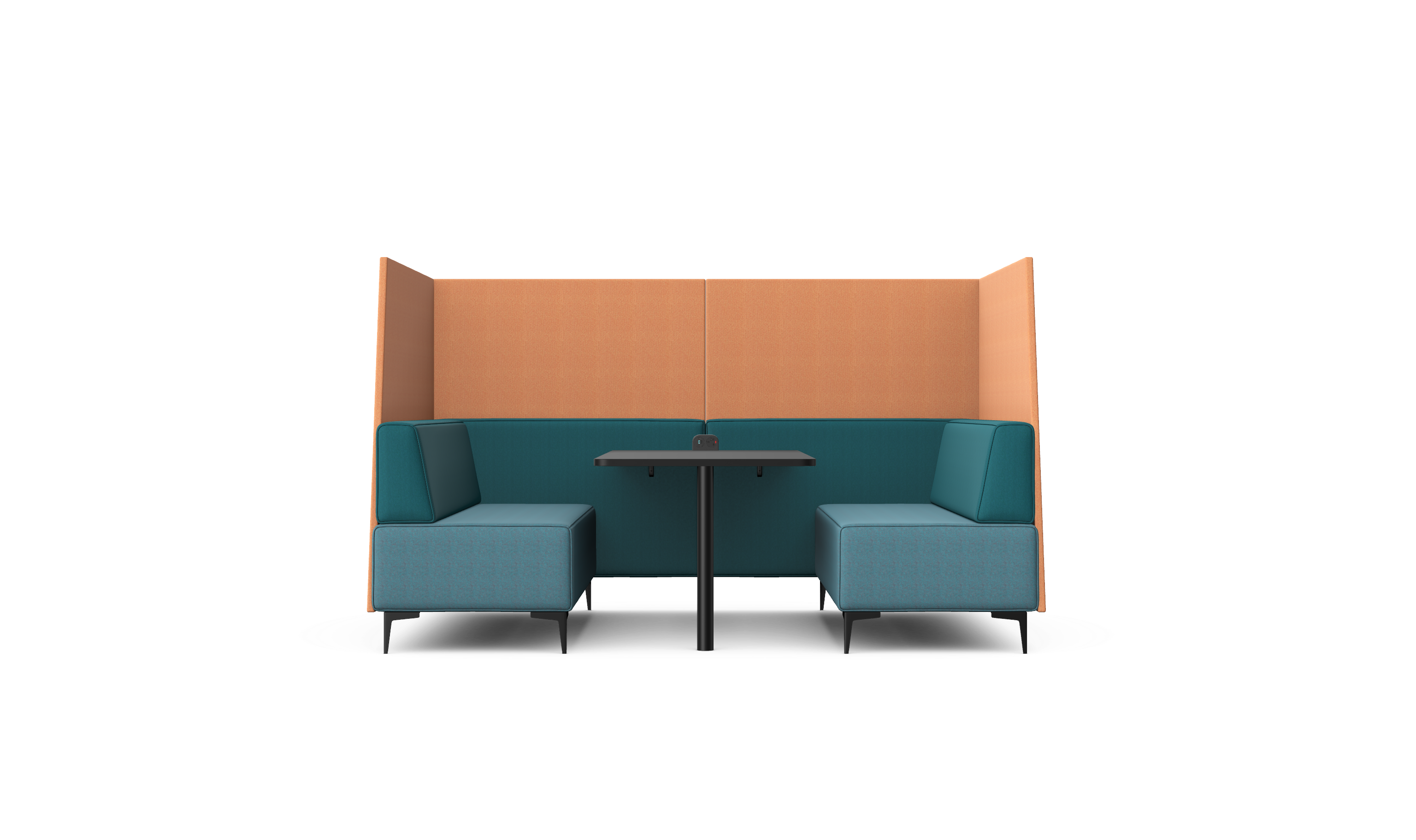 OBAN SOCIAL - Six Seat High Back Open-Ended Booth With Table 1 OBAN SOCIAL - Six Seat High Back Open-Ended Booth With Table