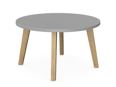 Balwoo Low Round Coffee Table with Wooden Legs