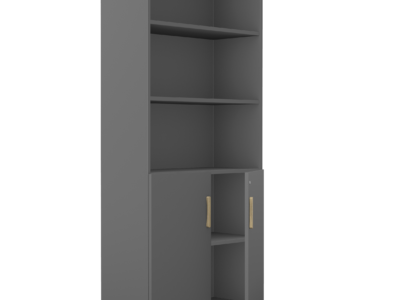 Sove Shelves Office Cabinet with Two Doors at the Bottom Half