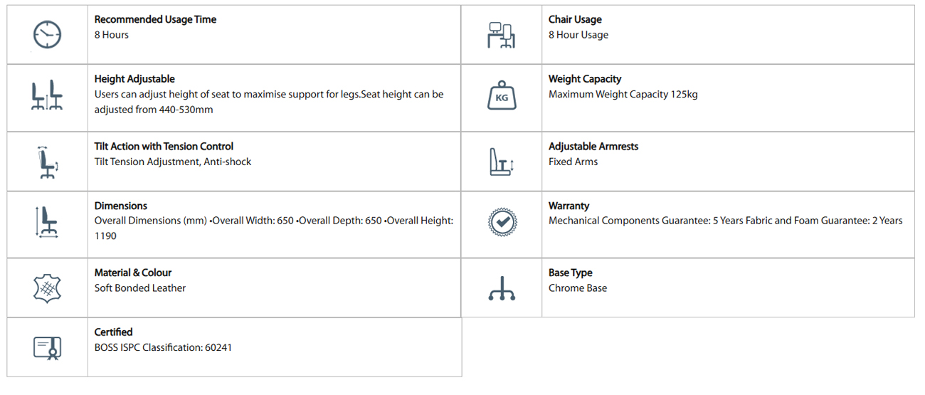 mien hight-back-leather executive office chair specifications