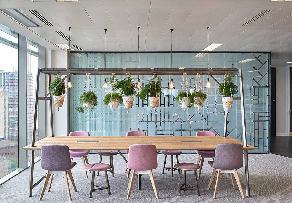 RELIC Cloud Collaboration Table, centerpiece statement with frame for incorporating plants & lighting 2 Relic Cloud Collaboration office table