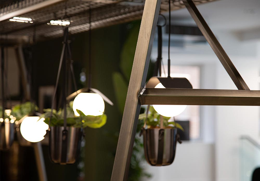 RELIC Cloud Collaboration Table, centerpiece statement with frame for incorporating plants & lighting 10 Relic Cloud Collaboration office table
