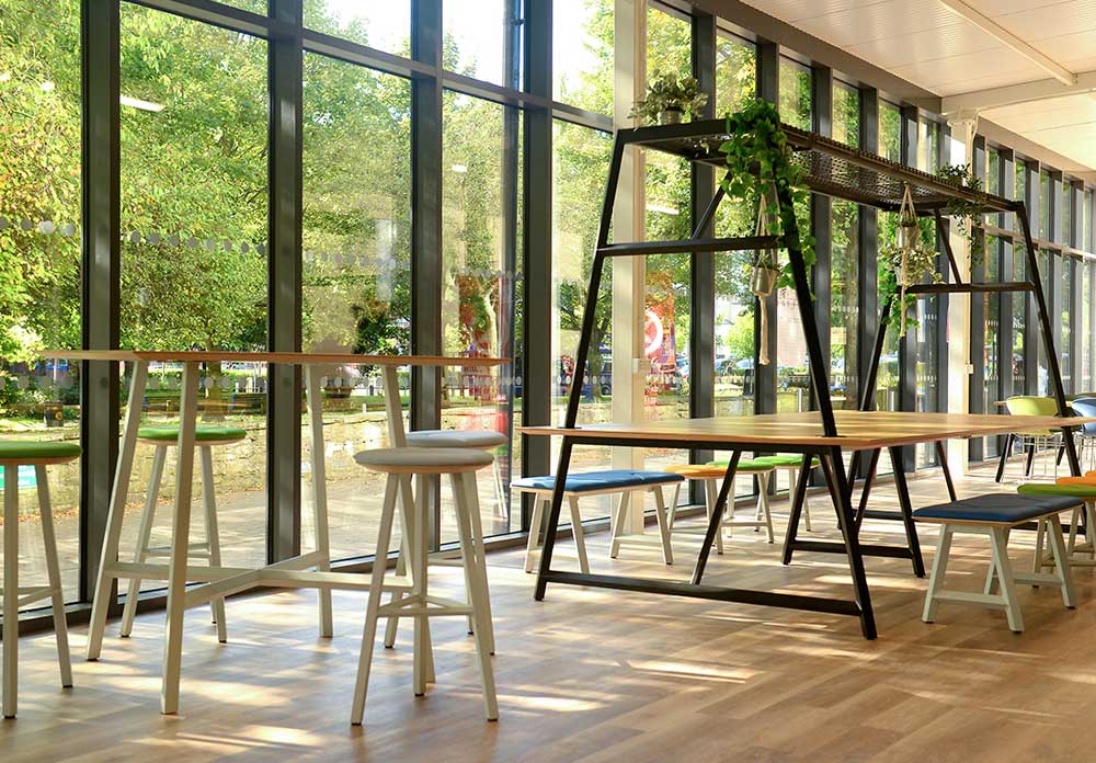 RELIC Cloud Collaboration Table, centerpiece statement with frame for incorporating plants & lighting 3 Relic Cloud Collaboration office table