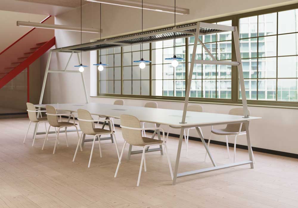 RELIC Cloud Collaboration Table, centerpiece statement with frame for incorporating plants & lighting 9 Relic Cloud Collaboration office table