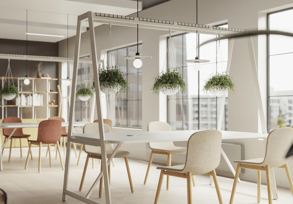 RELIC Cloud Collaboration Table, centerpiece statement with frame for incorporating plants & lighting 7 Relic Cloud Collaboration office table