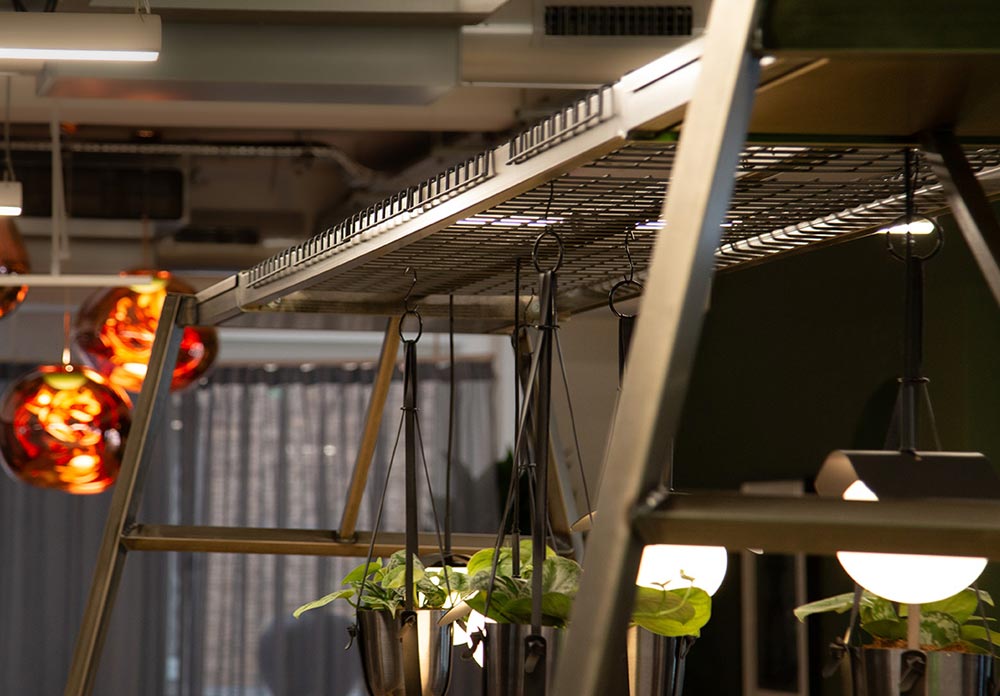 RELIC Cloud Collaboration Table, centerpiece statement with frame for incorporating plants & lighting 5 Relic Cloud Collaboration office table