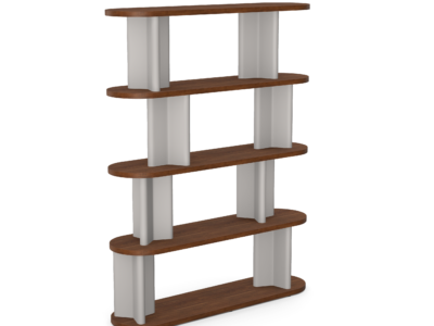 Cactus Bookcase with Oval Corners and Four Shelves 120/4