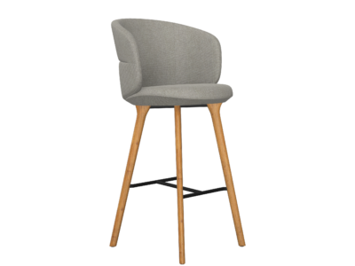 Ekori High hocker - Oak legs, steel footrest