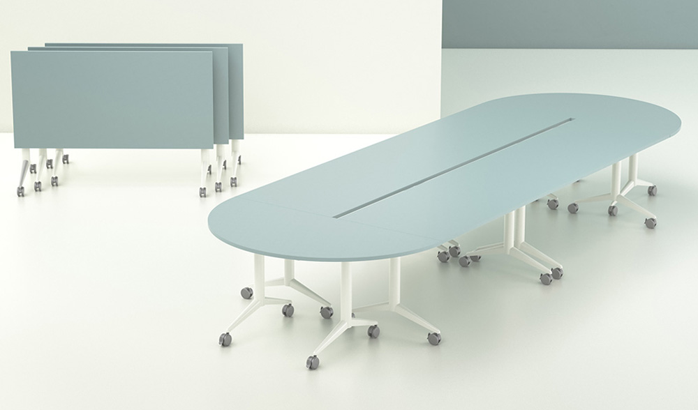 PURE Flip-top Tables, Modular and Ergonomic, with Folded Tops 1 eol-flip-flop-tables training and meeting rooms
