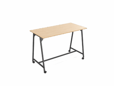 Wuteh Wooden High Table with Metal Legs on Castor