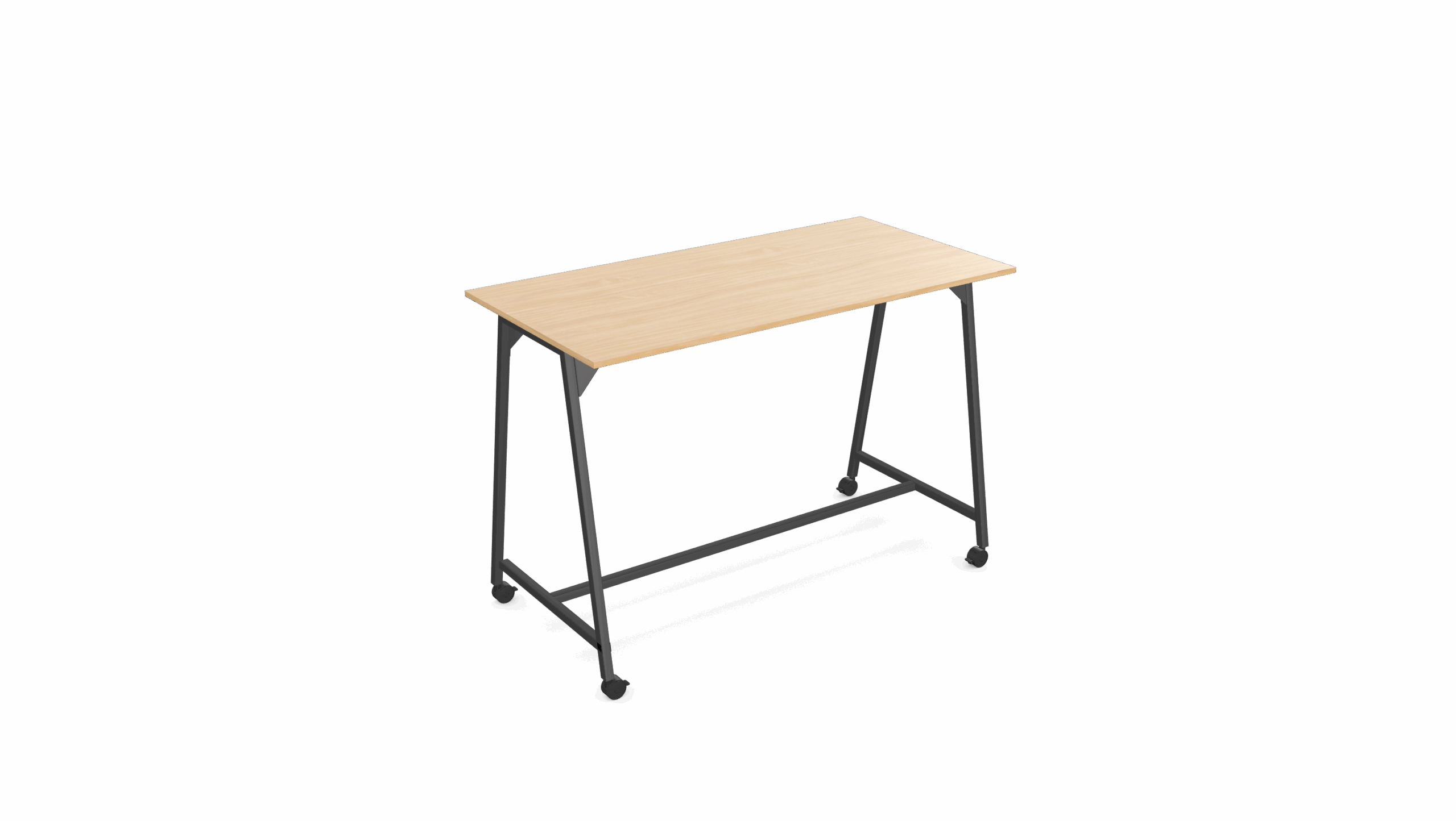 Wuteh Wooden High Table with Metal Legs on Castor 1 Wuteh Wooden High Table with Metal Legs on Castor